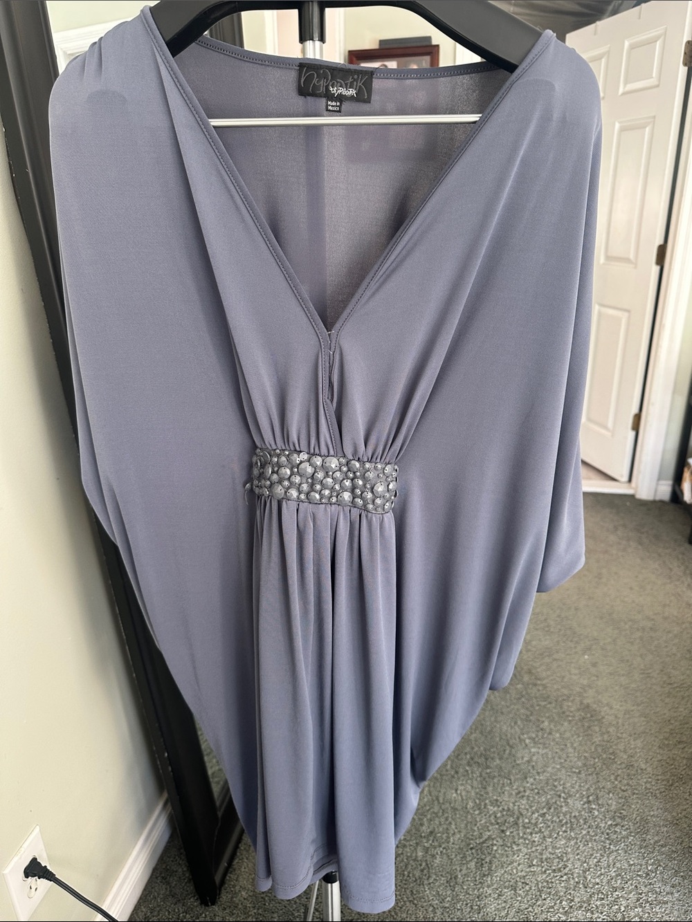 Grey dress with adjustable tie in back